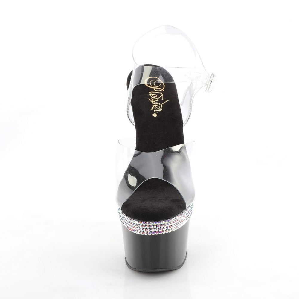 Pleaser - ADORE708PHRS Ankle strap sandal - Black/Transparent
